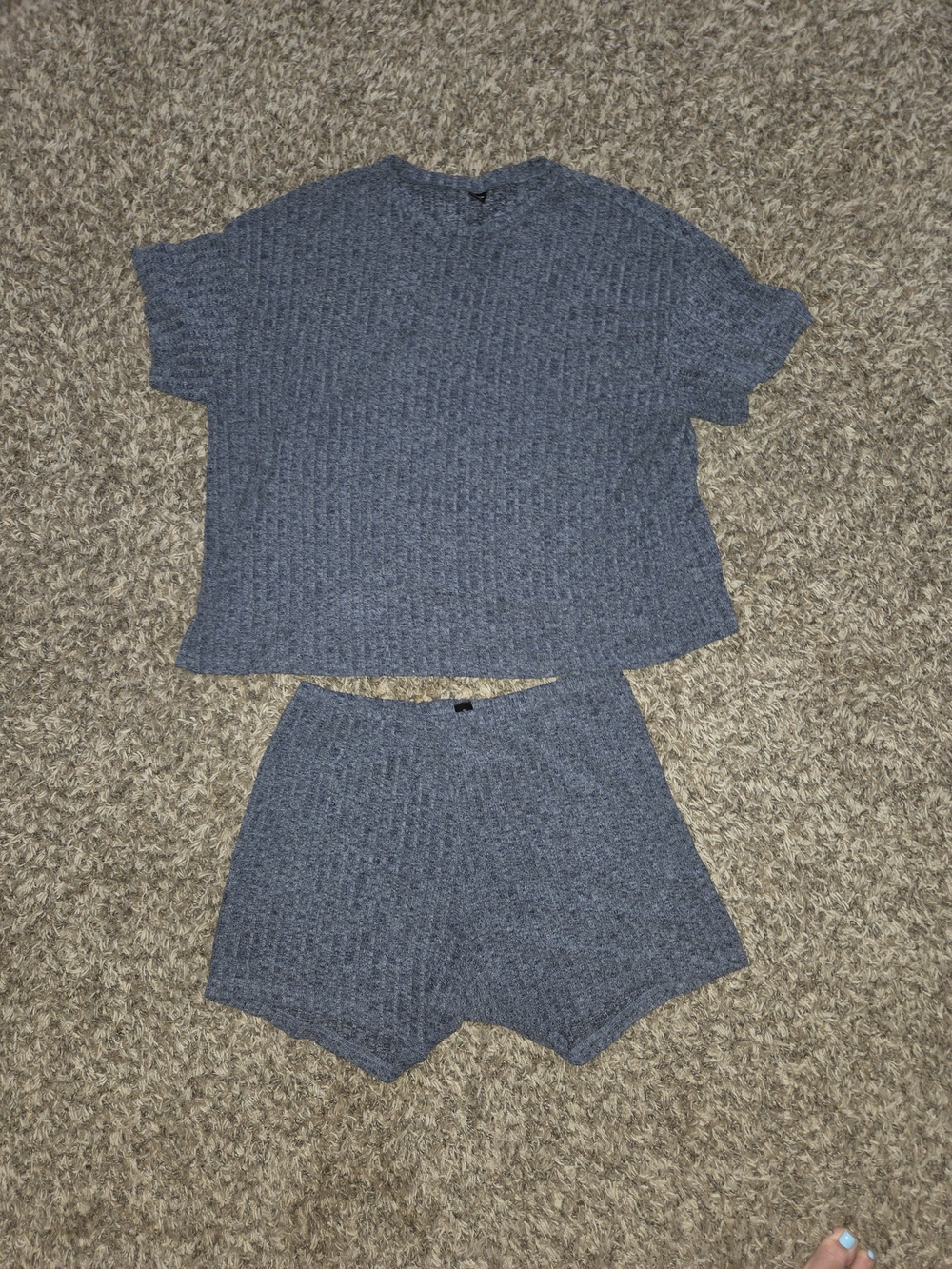 Cozy Women's Knit Short Set - Blue